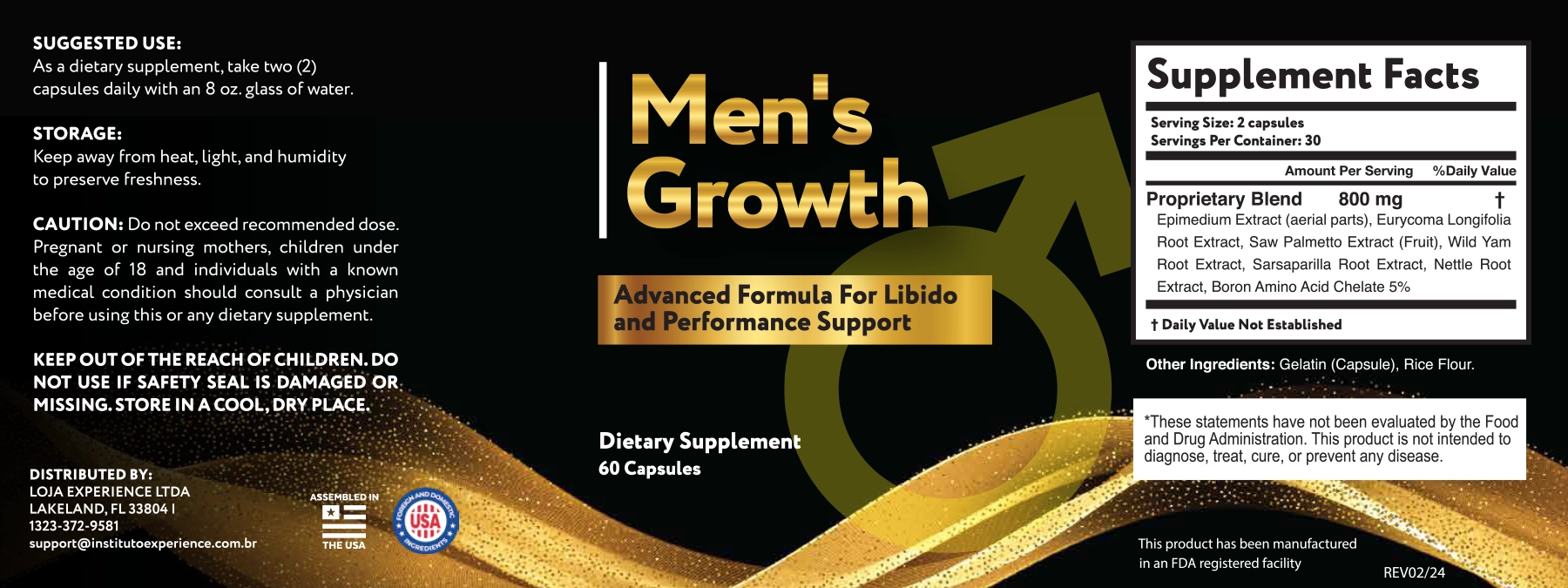 Men's Growth Supplement Facts